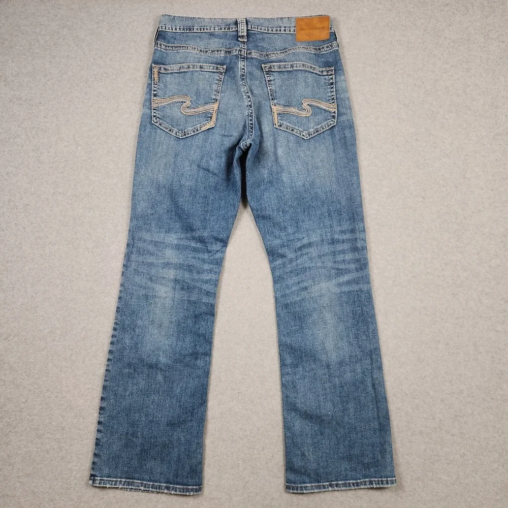 Silver Jeans 30x30 Blue Craig Relaxed Bootcut Stretch Light Wash Western Whisker